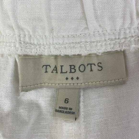 Talbots Linen & Cotton Blend White Drawstring High Waist Bermuda Shorts 6 - Picture 5 of 6